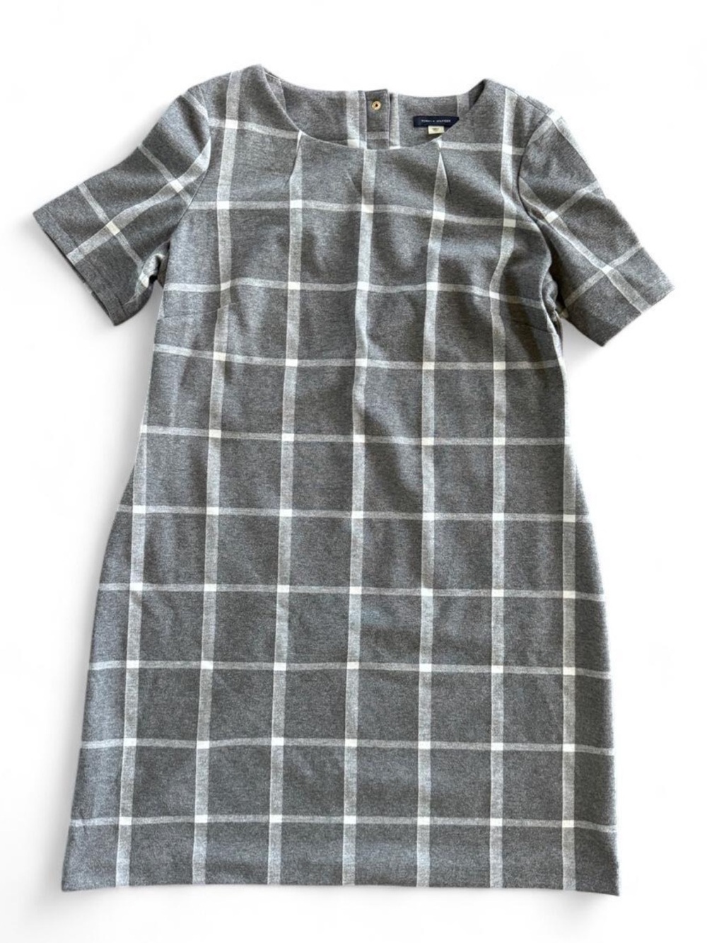 Tommy Hilfiger 14 L XL Short Sleeve Dress Plaid woven Tartan Mini Knee length